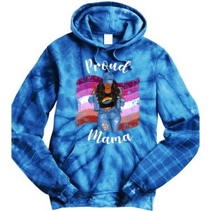 Proud Mama Lesbian Pride Lgbtq Black Mom Lesbian Flag Cute Gift Tie Dye Hoodie