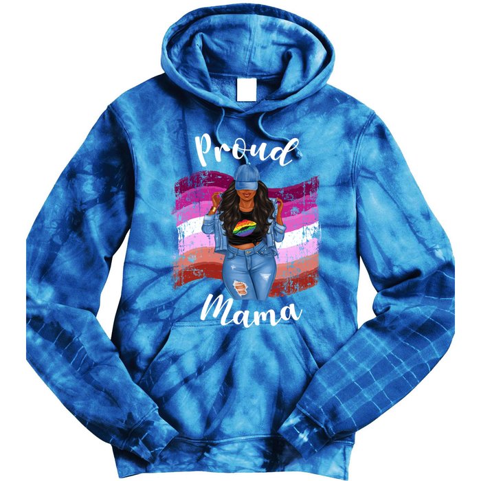 Proud Mama Lesbian Pride Lgbtq Black Mom Lesbian Flag Cute Gift Tie Dye Hoodie