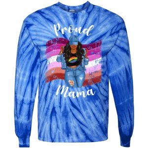 Proud Mama Lesbian Pride Lgbtq Black Mom Lesbian Flag Cute Gift Tie-Dye Long Sleeve Shirt