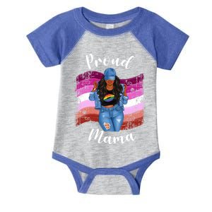 Proud Mama Lesbian Pride Lgbtq Black Mom Lesbian Flag Cute Gift Infant Baby Jersey Bodysuit