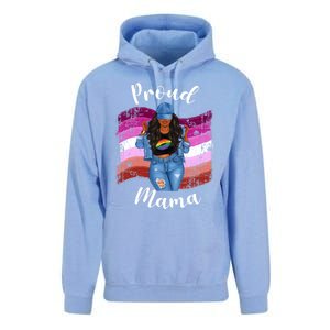 Proud Mama Lesbian Pride Lgbtq Black Mom Lesbian Flag Cute Gift Unisex Surf Hoodie