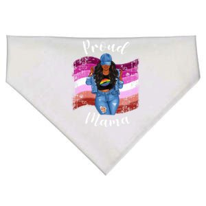 Proud Mama Lesbian Pride Lgbtq Black Mom Lesbian Flag Cute Gift USA-Made Doggie Bandana