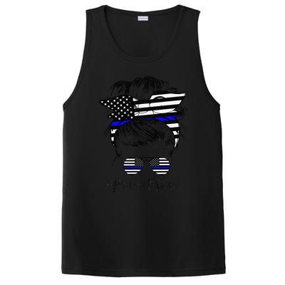 Police Mom Life Messy Bun Hair Mother's Day Police PosiCharge Competitor Tank