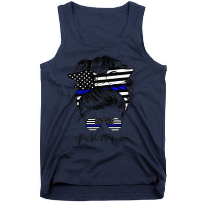 Police Mom Life Messy Bun Hair Mother's Day Police Tank Top