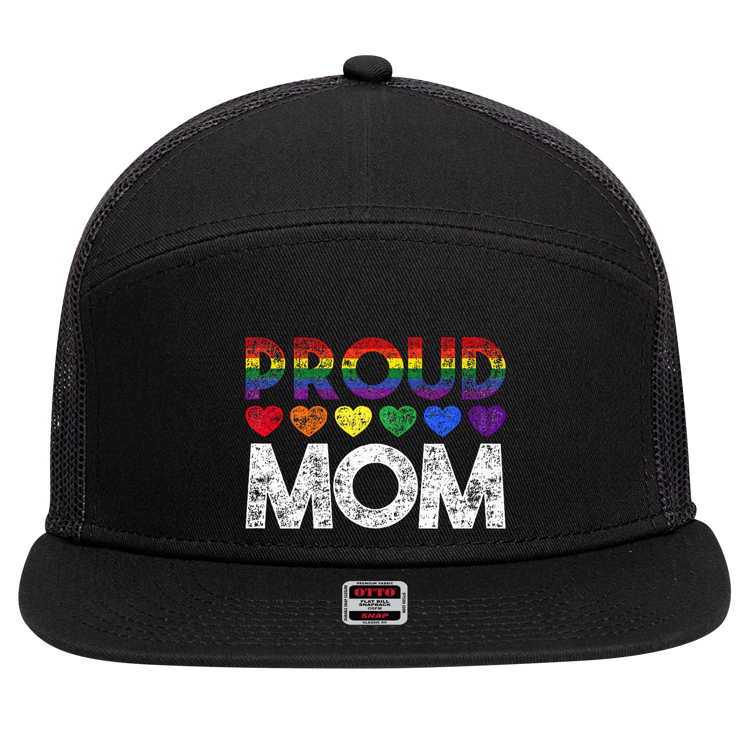 Proud Mom Lgbt 7 Panel Mesh Trucker Snapback Hat