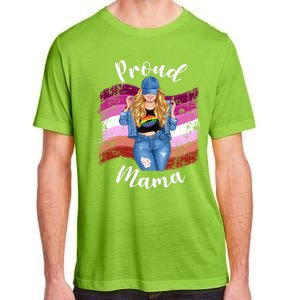 Proud Mama Lesbian Pride Lgbtq Blonde Mom Lesbian Flag Gift Adult ChromaSoft Performance T-Shirt