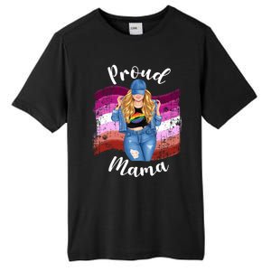 Proud Mama Lesbian Pride Lgbtq Blonde Mom Lesbian Flag Gift Tall Fusion ChromaSoft Performance T-Shirt