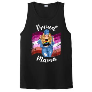 Proud Mama Lesbian Pride Lgbtq Blonde Mom Lesbian Flag Gift PosiCharge Competitor Tank