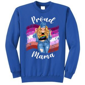 Proud Mama Lesbian Pride Lgbtq Blonde Mom Lesbian Flag Gift Sweatshirt