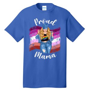 Proud Mama Lesbian Pride Lgbtq Blonde Mom Lesbian Flag Gift Tall T-Shirt