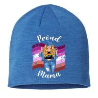 Proud Mama Lesbian Pride Lgbtq Blonde Mom Lesbian Flag Gift Sustainable Beanie