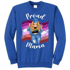 Proud Mama Lesbian Pride Lgbtq Blonde Mom Lesbian Flag Gift Tall Sweatshirt