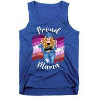 Proud Mama Lesbian Pride Lgbtq Blonde Mom Lesbian Flag Gift Tank Top