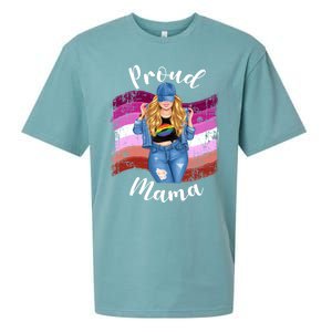 Proud Mama Lesbian Pride Lgbtq Blonde Mom Lesbian Flag Gift Sueded Cloud Jersey T-Shirt