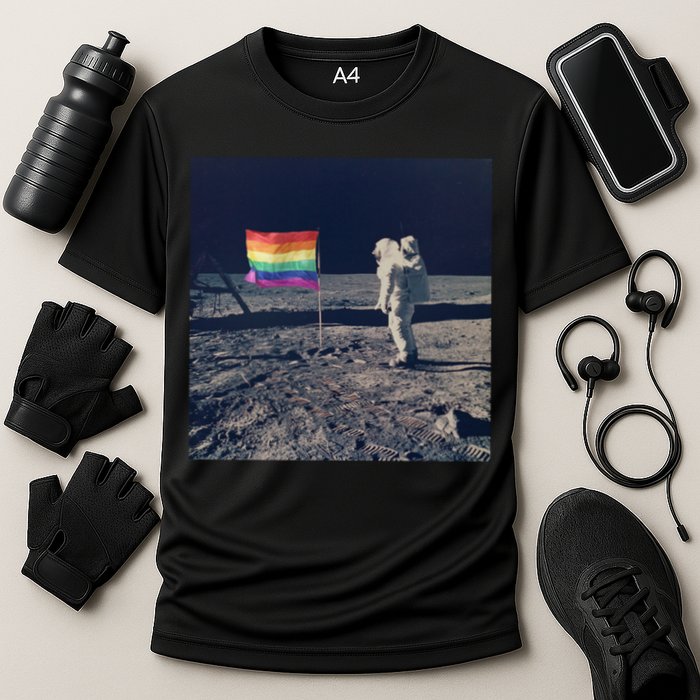 Pride Moon Landing Graphic Lgbtq Gift Cooling Performance Crew T-Shirt