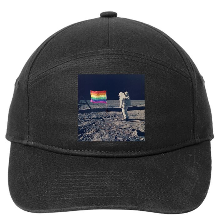 Pride Moon Landing Graphic Lgbtq Gift 7-Panel Snapback Hat