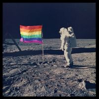 Pride Moon Landing Graphic Lgbtq Gift 7-Panel Snapback Hat