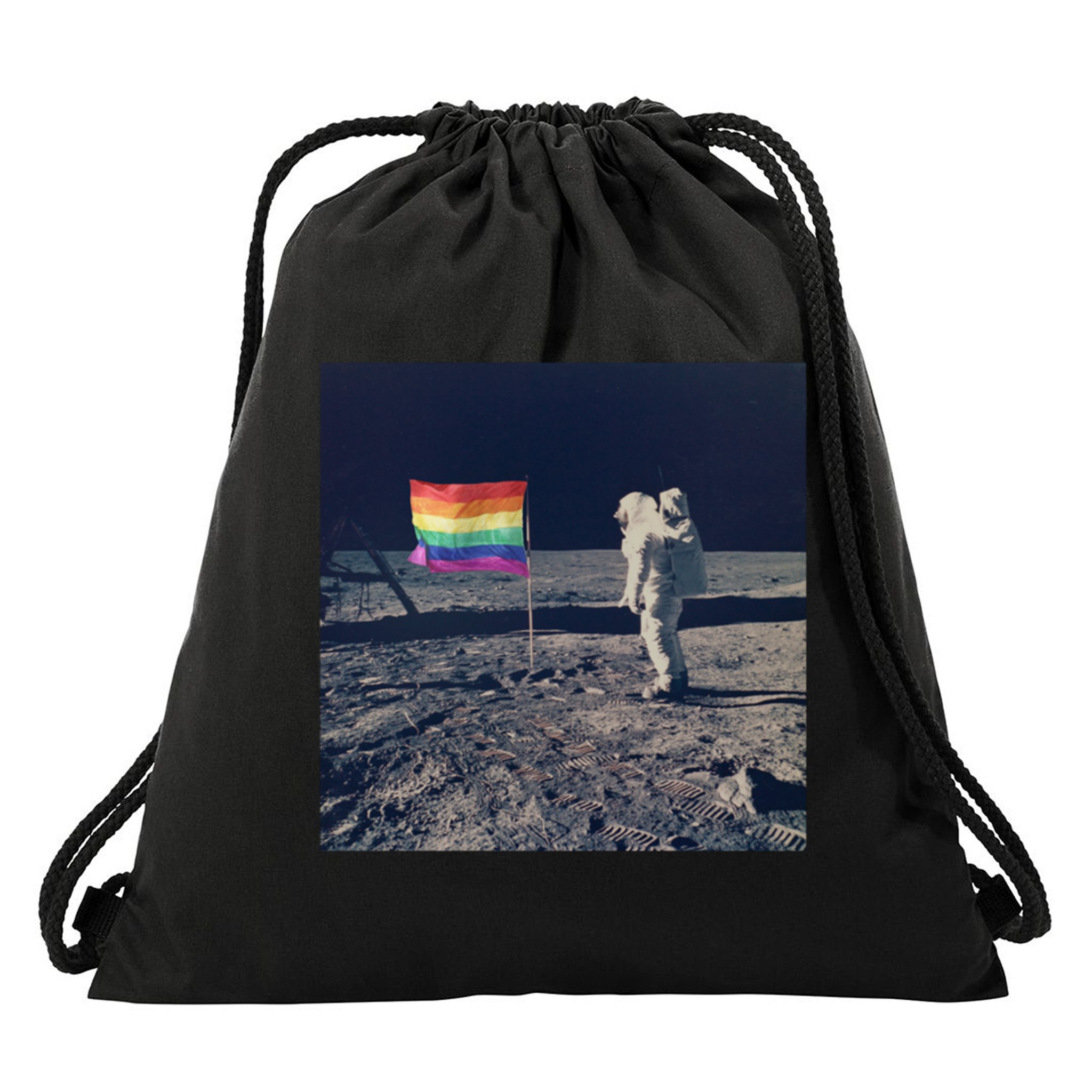 Pride Moon Landing Graphic Lgbtq Gift Drawstring Bag