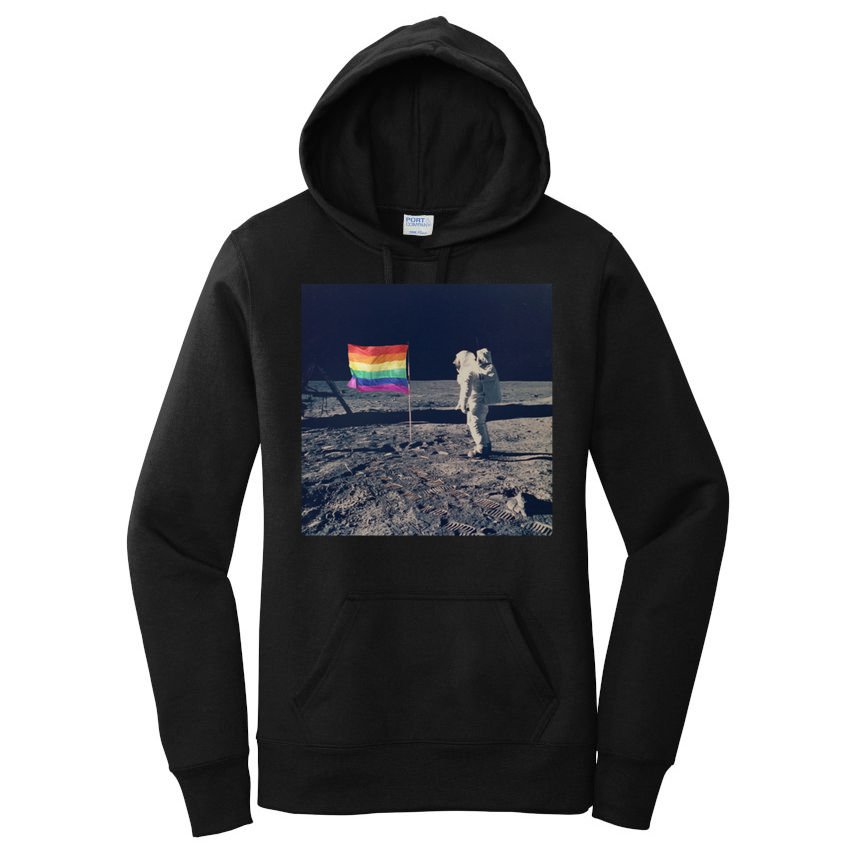 Pride Moon Landing Graphic Lgbtq Gift Women's Pullover Hoodie