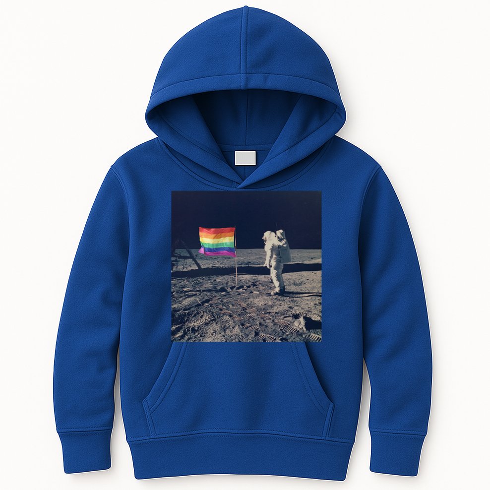 Pride Moon Landing Graphic Lgbtq Gift Kids Hoodie