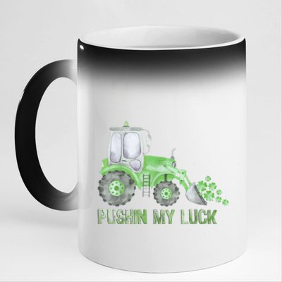 Pushing My Luck Construction Worker St Patrick's Day Boy 11oz Black Color Changing Mug