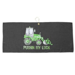 Pushing My Luck Construction Worker St Patrick's Day Boy Large Microfiber Waffle Golf Towel