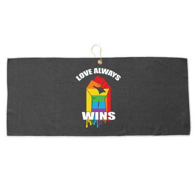 Pride Month Love Always Wins Lgbt Rainbow Flag Gift Large Microfiber Waffle Golf Towel