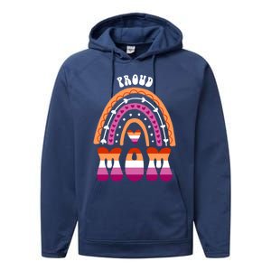 Proud Mom Lesbian Pride Rainbow Gift Performance Fleece Hoodie