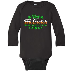 Pat McCrotch Luck Of The Irish Funny St Patricks Day Gifts Baby Long Sleeve Bodysuit