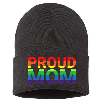 Proud Mom LGBTQ+ Lesbian Gay Support Ally Sustainable Knit Beanie