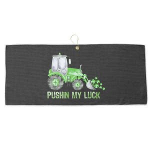 Pushing My Luck Construction Worker St Patrick's Day Large Microfiber Waffle Golf Towel