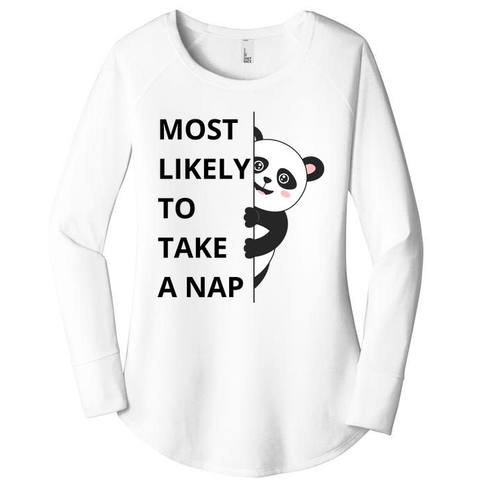 Panda Most Likely To Take A Nap Funny Women's Perfect Tri Tunic Long Sleeve Shirt