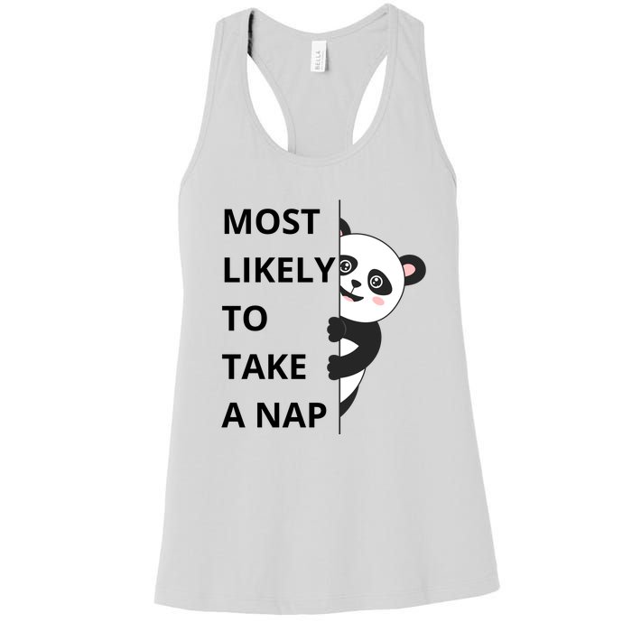 Panda Most Likely To Take A Nap Funny Women's Racerback Tank