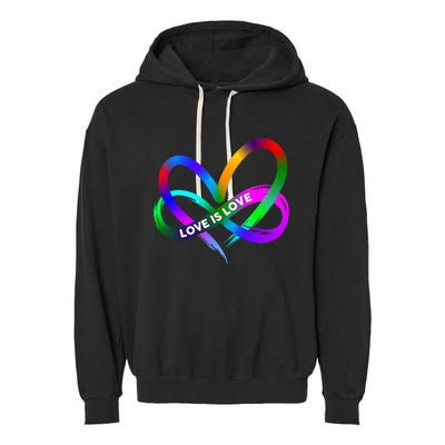 Pride Month Lgbt Straight Heart With Love Is Love Garment-Dyed Fleece Hoodie