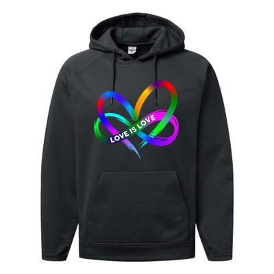 Pride Month Lgbt Straight Heart With Love Is Love Performance Fleece Hoodie