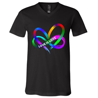 Pride Month Lgbt Straight Heart With Love Is Love V-Neck T-Shirt