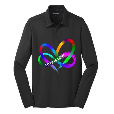 Pride Month Lgbt Straight Heart With Love Is Love Silk Touch Performance Long Sleeve Polo