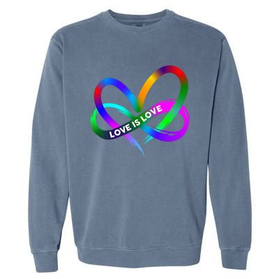 Pride Month Lgbt Straight Heart With Love Is Love Garment-Dyed Sweatshirt