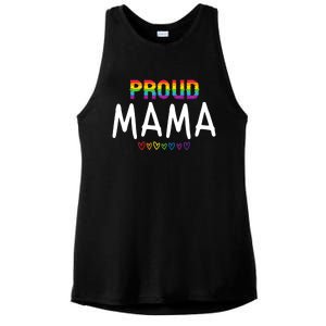 Proud Mama Lgbtq Pride Month Rainbow Heart Cute Lgbt Mom Gift Ladies PosiCharge Tri-Blend Wicking Tank