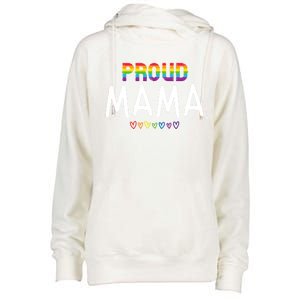 Proud Mama Lgbtq Pride Month Rainbow Heart Cute Lgbt Mom Gift Womens Funnel Neck Pullover Hood