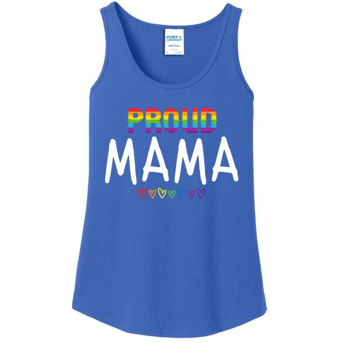 Proud Mama Lgbtq Pride Month Rainbow Heart Cute Lgbt Mom Gift Ladies Essential Tank