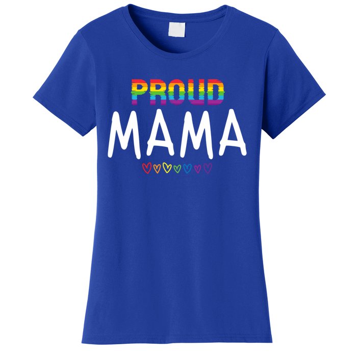 Proud Mama Lgbtq Pride Month Rainbow Heart Cute Lgbt Mom Gift Women's T-Shirt