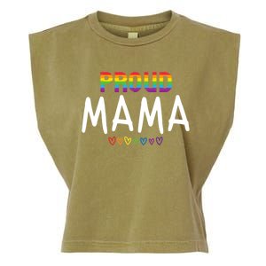 Proud Mama Lgbtq Pride Month Rainbow Heart Cute Lgbt Mom Gift Garment-Dyed Women's Muscle Tee