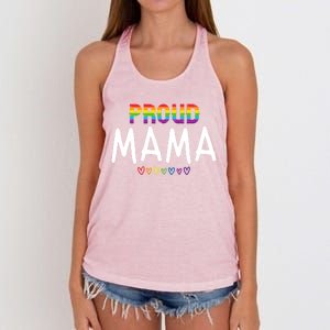 Proud Mama Lgbtq Pride Month Rainbow Heart Cute Lgbt Mom Gift Women's Knotted Racerback Tank