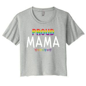 Proud Mama Lgbtq Pride Month Rainbow Heart Cute Lgbt Mom Gift Women's Crop Top Tee