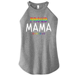 Proud Mama Lgbtq Pride Month Rainbow Heart Cute Lgbt Mom Gift Women's Perfect Tri Rocker Tank