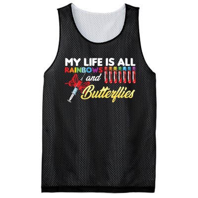 Phlebotomy My Life Is Rainbows Butterflies Phlebotomist Mesh Reversible Basketball Jersey Tank