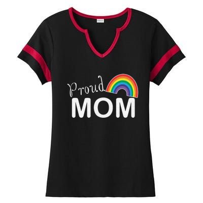 Proud Mom Lgbtq Month Lgbt Mom Son Daughter Cute Gift Ladies Halftime Notch Neck Tee