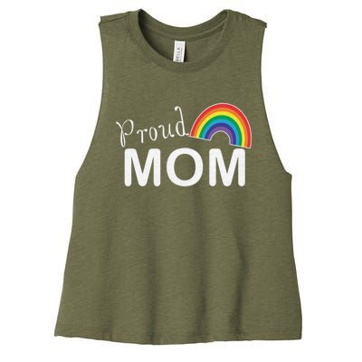 Proud Mom Lgbtq Month Lgbt Mom Son Daughter Cute Gift Women's Racerback Cropped Tank