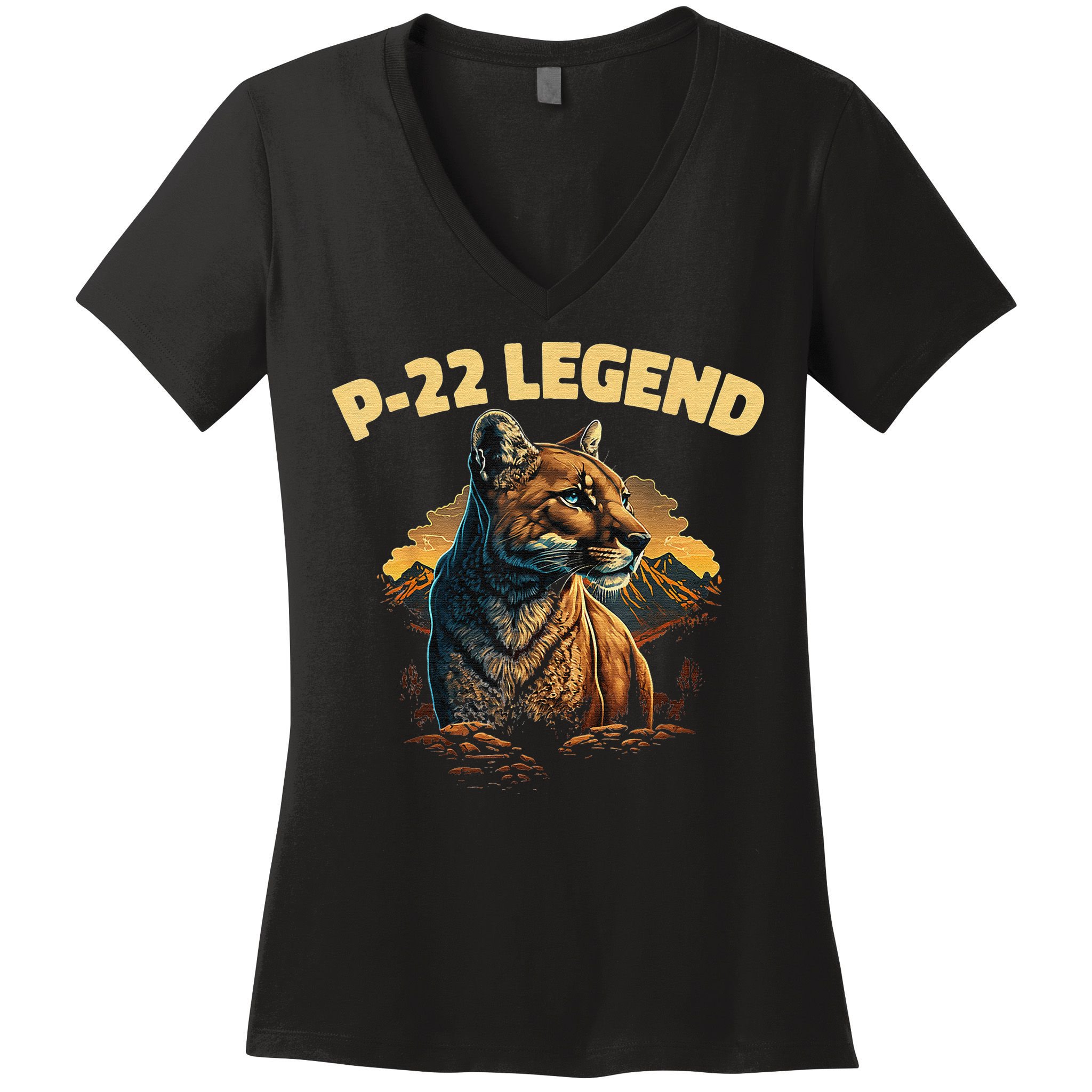 P-22 Mountain Lion Silver Lake P22 Women's V-Neck T-Shirt